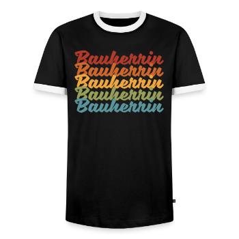 Retro Vintage Bauherrin - Männer Kontrast-T-Shirt - Schwarz/Weiß - Vorne - AI Model Female 172 light (172cm) & AI Model Male 178 light (178cm)