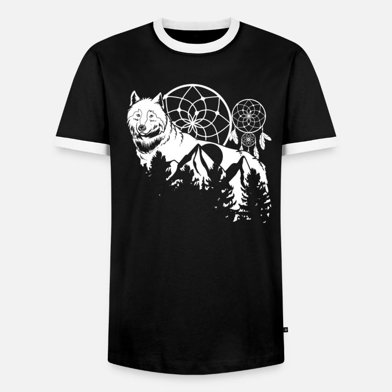 Wolf - Männer Kontrast-T-Shirt - Schwarz/Weiß