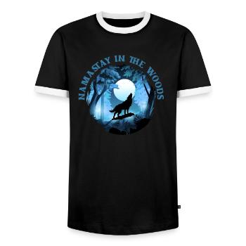 Wolf - Men's Ringer Shirt - black/white - Front - AI Model Female 172 light (172cm) & AI Model Male 178 light (178cm)