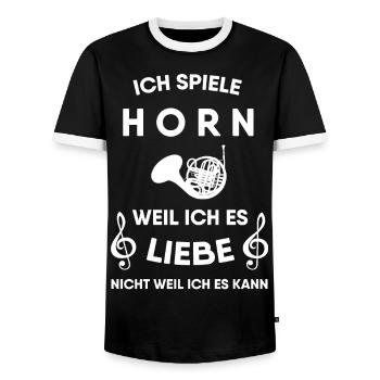 Horn - Männer Kontrast-T-Shirt - Schwarz/Weiß - Vorne - AI Model Female 172 light (172cm) & AI Model Male 178 light (178cm)