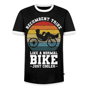Velomobil | Recumbent Trike Triker Sport Geschenk - Männer Kontrast-T-Shirt - Schwarz/Weiß - Vorne - AI Model Female 172 light (172cm) & AI Model Male 178 light (178cm)