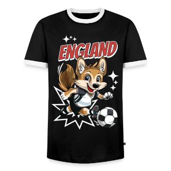 Fußball England Hund Tier Fußballer Fan Team - Männer Kontrast-T-Shirt - Schwarz/Weiß - Vorne - AI Model Female 172 light (172cm) & AI Model Male 178 light (178cm)