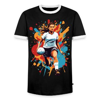 Handballerin Streetwear Ikonischer Style - Männer Kontrast-T-Shirt - Schwarz/Weiß - Vorne - AI Model Female 172 light (172cm) & AI Model Male 178 light (178cm)