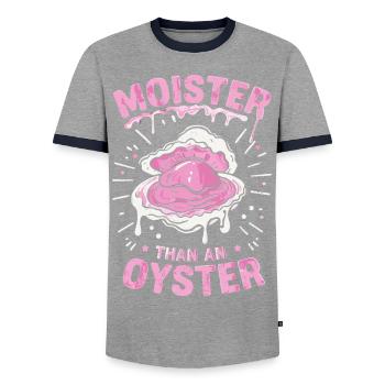 Moister Oyster - Men's Ringer Shirt - grey/navy  - Front - AI Model Female 172 light (172cm) & AI Model Male 178 light (178cm)