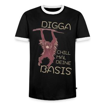 DIGGA CHILL MAL DEINE BASIS - Männer Kontrast-T-Shirt - Schwarz/Weiß - Vorne - AI Model Female 172 light (172cm) & AI Model Male 178 light (178cm)