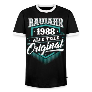 1988 Geburtsjahr Geburtstag Geburt geboren - Männer Kontrast-T-Shirt - Schwarz/Weiß - Vorne - AI Model Female 172 light (172cm) & AI Model Male 178 light (178cm)