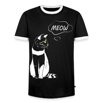 Cute Cat Meow - Cat Lover - Men's Ringer Shirt - black/white - Front - AI Model Female 172 light (172cm) & AI Model Male 178 light (178cm)