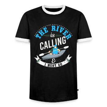 The River is calling and I must go-water sports - Männer Kontrast-T-Shirt - Schwarz/Weiß - Vorne - AI Model Female 172 light (172cm) & AI Model Male 178 light (178cm)