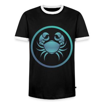 Cancer du zodiaque - T-shirt contrasté Homme - noir/blanc - Devant - AI Model Female 172 light (172cm) & AI Model Male 178 light (178cm)