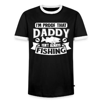 fishing - Men's Ringer Shirt - black/white - Front - AI Model Female 172 light (172cm) & AI Model Male 178 light (178cm)