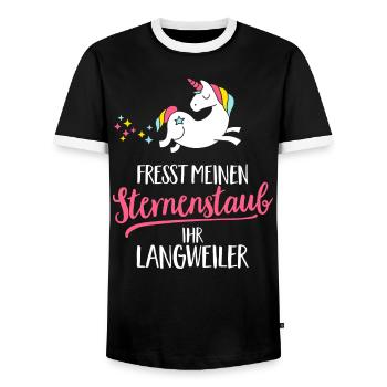 Fresst meinen Sternenstaub ihr Langweiler - Männer Kontrast-T-Shirt - Schwarz/Weiß - Vorne - AI Model Female 172 light (172cm) & AI Model Male 178 light (178cm)