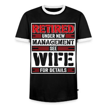 pensionné retraite humour idée cadeau grand-père - T-shirt contrasté Homme - noir/blanc - Devant - AI Model Female 172 light (172cm) & AI Model Male 178 light (178cm)