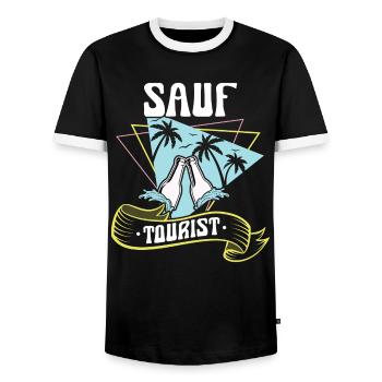 Mallorca Party Humor Spruch Sauf Tourist - Männer Kontrast-T-Shirt - Schwarz/Weiß - Vorne - AI Model Female 172 light (172cm) & AI Model Male 178 light (178cm)