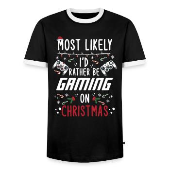 Weihnachten Noël Gamer Gaming à Noël - T-shirt contrasté Homme - noir/blanc - Devant - AI Model Female 172 light (172cm) & AI Model Male 178 light (178cm)