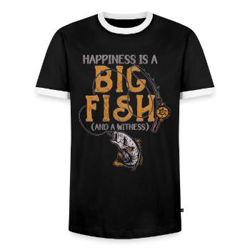 Angler Angeln Geschenkidee Happiness Is A Big Fish - Männer Kontrast-T-Shirt - Schwarz/Weiß - Vorne - AI Model Female 172 light (172cm) & AI Model Male 178 light (178cm)