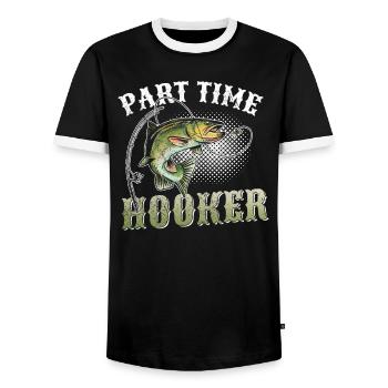 Pêcheur pêcheur pêche pêche idée cadeau humour - T-shirt contrasté Homme - noir/blanc - Devant - AI Model Female 172 light (172cm) & AI Model Male 178 light (178cm)