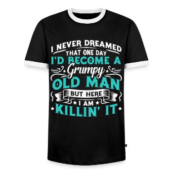 Grand-père grand-père disant humour devenir un vieil homme - T-shirt contrasté Homme - noir/blanc - Devant - AI Model Female 172 light (172cm) & AI Model Male 178 light (178cm)