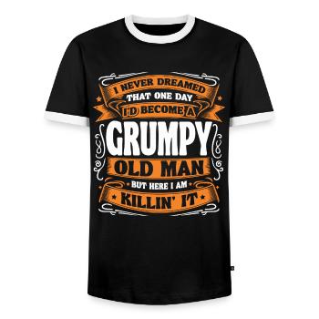 Grand-père grand-père à la retraite Devenez un vieil homme - T-shirt contrasté Homme - noir/blanc - Devant - AI Model Female 172 light (172cm) & AI Model Male 178 light (178cm)