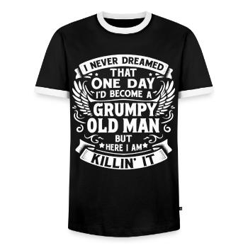 Grand-père grand-père à la retraite Devenez un vieil homme - T-shirt contrasté Homme - noir/blanc - Devant - AI Model Female 172 light (172cm) & AI Model Male 178 light (178cm)