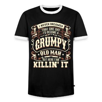 Grand-père grand-père à la retraite Devenez un vieil homme - T-shirt contrasté Homme - noir/blanc - Devant - AI Model Female 172 light (172cm) & AI Model Male 178 light (178cm)