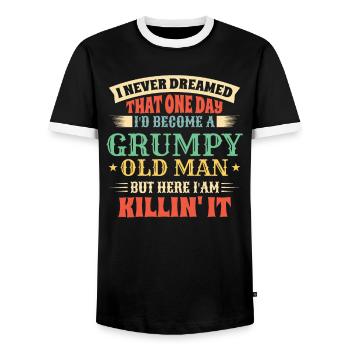 Grandpa Grandfather Pensioner Become A Grumpy Old Man - Men's Ringer Shirt - black/white - Front - AI Model Female 172 light (172cm) & AI Model Male 178 light (178cm)