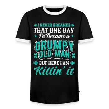 Grand-père grand-père à la retraite Devenez un vieil homme - T-shirt contrasté Homme - noir/blanc - Devant - AI Model Female 172 light (172cm) & AI Model Male 178 light (178cm)