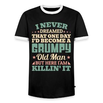Idée de cadeau grand-père grand-père Devenez un vieil homme - T-shirt contrasté Homme - noir/blanc - Devant - AI Model Female 172 light (172cm) & AI Model Male 178 light (178cm)
