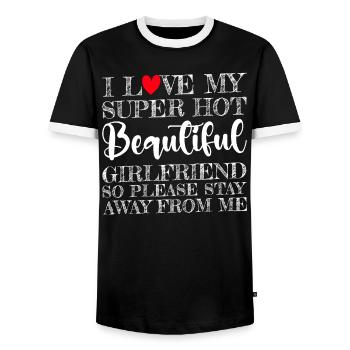 J’aime ma copine Couple Idée cadeau petit ami - T-shirt contrasté Homme - noir/blanc - Devant - AI Model Female 172 light (172cm) & AI Model Male 178 light (178cm)