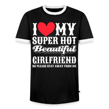 J’aime ma copine Couple Idée cadeau petit ami - T-shirt contrasté Homme - noir/blanc - Devant - AI Model Female 172 light (172cm) & AI Model Male 178 light (178cm)