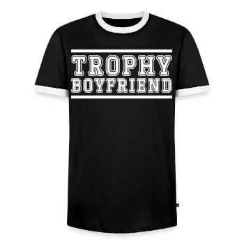 Boyfriend Couples Love Relationship Partner Gift Idea - Men's Ringer Shirt - black/white - Front - AI Model Female 172 light (172cm) & AI Model Male 178 light (178cm)