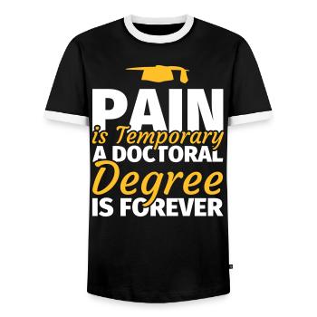 Doctoral Thesis Doctoral Doctoral Dissertation - Men's Ringer Shirt - black/white - Front - AI Model Female 172 light (172cm) & AI Model Male 178 light (178cm)