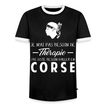 Thérapie Corse - T-shirt contrasté Homme - noir/blanc - Devant - AI Model Female 172 light (172cm) & AI Model Male 178 light (178cm)