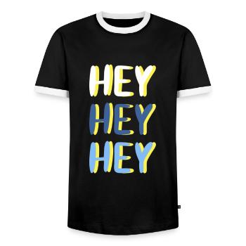 Hey Hey Hey - Männer Kontrast-T-Shirt - Schwarz/Weiß - Vorne - AI Model Female 172 light (172cm) & AI Model Male 178 light (178cm)