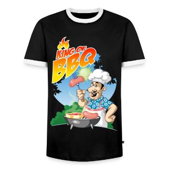 king of BBQ - Men's Ringer Shirt - black/white - Front - AI Model Female 172 light (172cm) & AI Model Male 178 light (178cm)