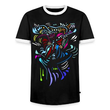 TRIBALE 30 05 - T-shirt contrasté Homme - noir/blanc - Devant - AI Model Female 172 light (172cm) & AI Model Male 178 light (178cm)