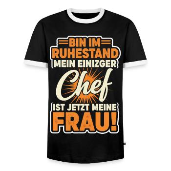 Mein Einziger Chef Meine Frau Rentner Rente Lustig - Men's Ringer Shirt - black/white - Front - AI Model Female 172 light (172cm) & AI Model Male 178 light (178cm)