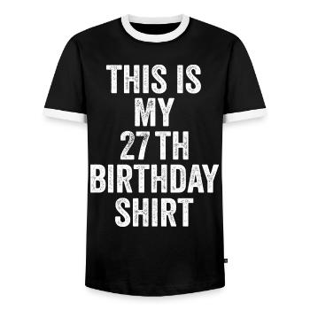 Cadeau 27e Anniversaire 27 ans - cadeau 27 ans - T-shirt contrasté Homme - noir/blanc - Devant - AI Model Female 172 light (172cm) & AI Model Male 178 light (178cm)
