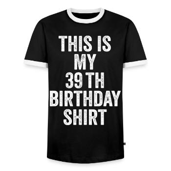 39. Geburtstag 39. Geburtstagsgeschenk - 39. Geburtstagsgeschenk - Männer Kontrast-T-Shirt - Schwarz/Weiß - Vorne - AI Model Female 172 light (172cm) & AI Model Male 178 light (178cm)
