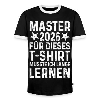 Master 2026 T-Shirt Spruch lange lernen Abschluss - Männer Kontrast-T-Shirt - Schwarz/Weiß - Vorne - AI Model Female 172 light (172cm) & AI Model Male 178 light (178cm)