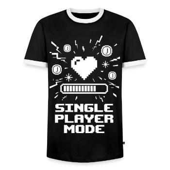 Single Player Mode Gamer Heart - Men's Ringer Shirt - black/white - Front - AI Model Female 172 light (172cm) & AI Model Male 178 light (178cm)