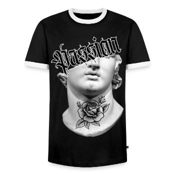 Passio Aesthetic Statue - Urban Streetwear - Männer Kontrast-T-Shirt - Schwarz/Weiß - Vorne - AI Model Female 172 light (172cm) & AI Model Male 178 light (178cm)
