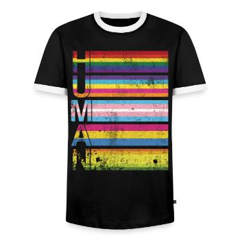Menschlicher schwuler Stolz - Männer Kontrast-T-Shirt - Schwarz/Weiß - Vorne - AI Model Female 172 light (172cm) & AI Model Male 178 light (178cm)