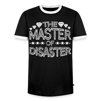 The Master of Disaster - Männer Kontrast-T-Shirt - Schwarz/Weiß - Vorne - AI Model Female 172 light (172cm) & AI Model Male 178 light (178cm)