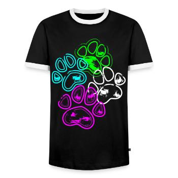 Néon-Paw Design - T-shirt contrasté Homme - noir/blanc - Devant - AI Model Female 172 light (172cm) & AI Model Male 178 light (178cm)