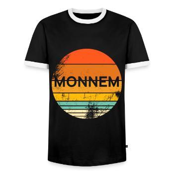 Mannheim Hessen Monnem Dialekt Witzig Geschenkidee - Männer Kontrast-T-Shirt - Schwarz/Weiß - Vorne - AI Model Female 172 light (172cm) & AI Model Male 178 light (178cm)
