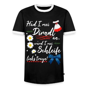 Dirndl Damen Tracht Bayern Lustig - Männer Kontrast-T-Shirt - Schwarz/Weiß - Vorne - AI Model Female 172 light (172cm) & AI Model Male 178 light (178cm)