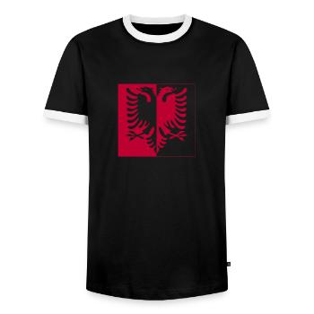 Kosova Albaner Adler Kosovo Albanien Geschenk - Männer Kontrast-T-Shirt - Schwarz/Weiß - Vorne - AI Model Female 172 light (172cm) & AI Model Male 178 light (178cm)