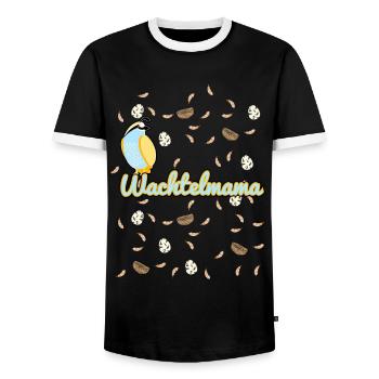 Wachtelmama Wachtel Tierzucht Landwirtschaft Bauer - Männer Kontrast-T-Shirt - Schwarz/Weiß - Vorne - AI Model Female 172 light (172cm) & AI Model Male 178 light (178cm)