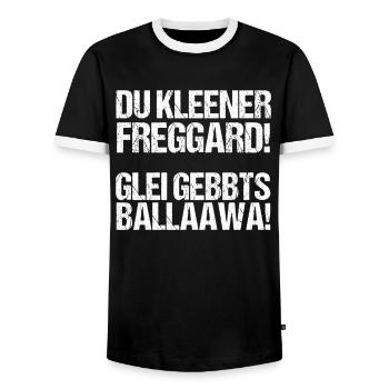 Saarland Dialekt Spruch Saarbrücken Witzig - Männer Kontrast-T-Shirt - Schwarz/Weiß - Vorne - AI Model Female 172 light (172cm) & AI Model Male 178 light (178cm)