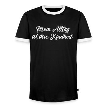 Mein Alltag Ist Ihre Kindheit Erzieherin Geschenk - Männer Kontrast-T-Shirt - Schwarz/Weiß - Vorne - AI Model Female 172 light (172cm) & AI Model Male 178 light (178cm)
